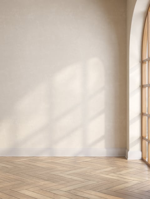 Empty interior room boho style 3d illustration