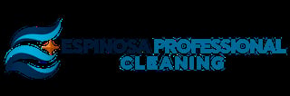 Espinosa Professional Cleaning logo with blue wavy design and text